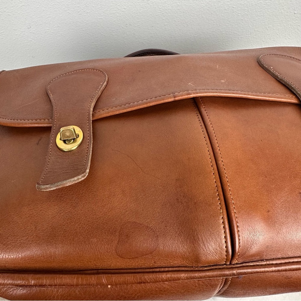 Vintage Coach British Tan Leather Carrier Brief Top Handle Bag 9800 - Picture 12 of 15